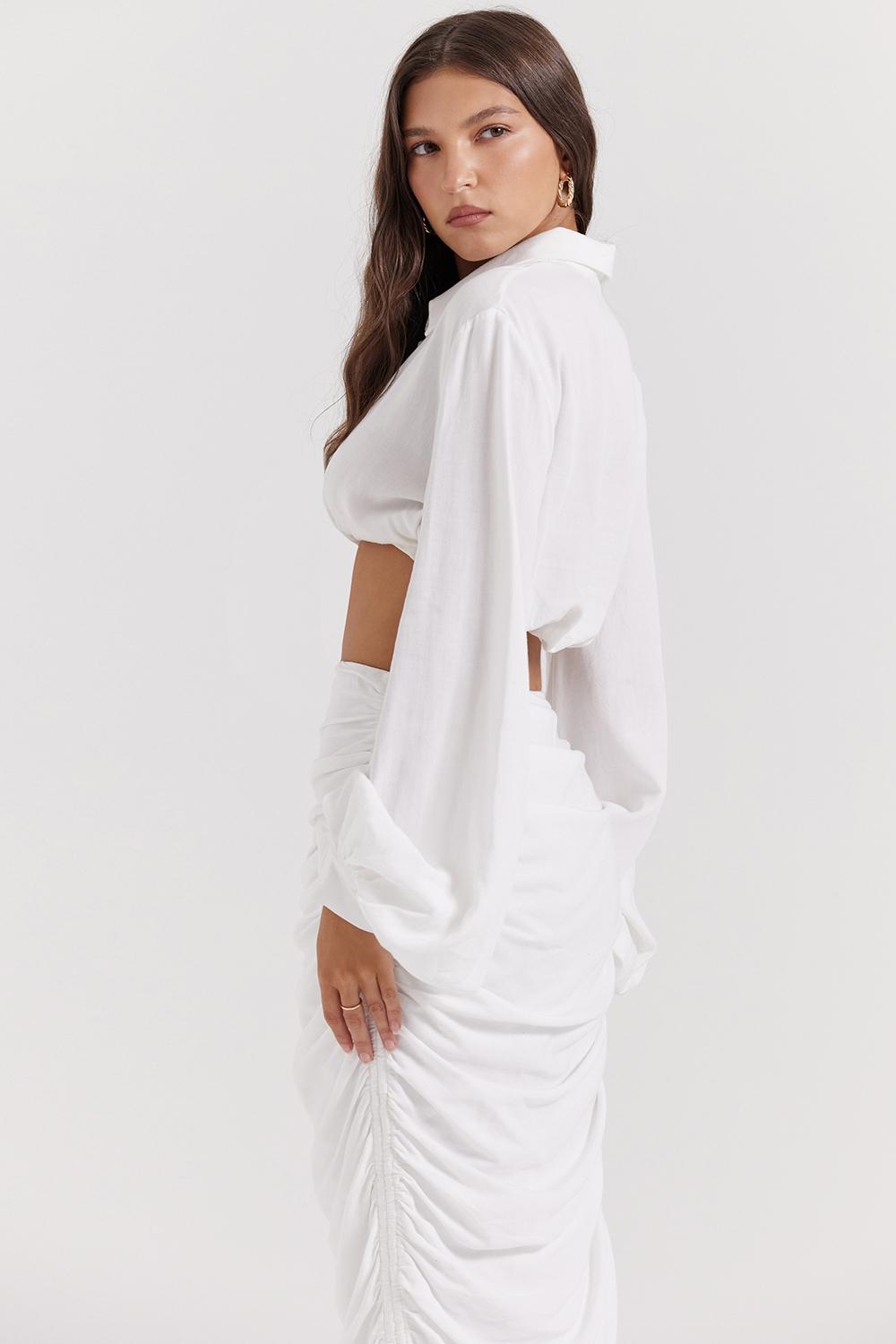 Palmer  white plunge blouson top - sale Product Image