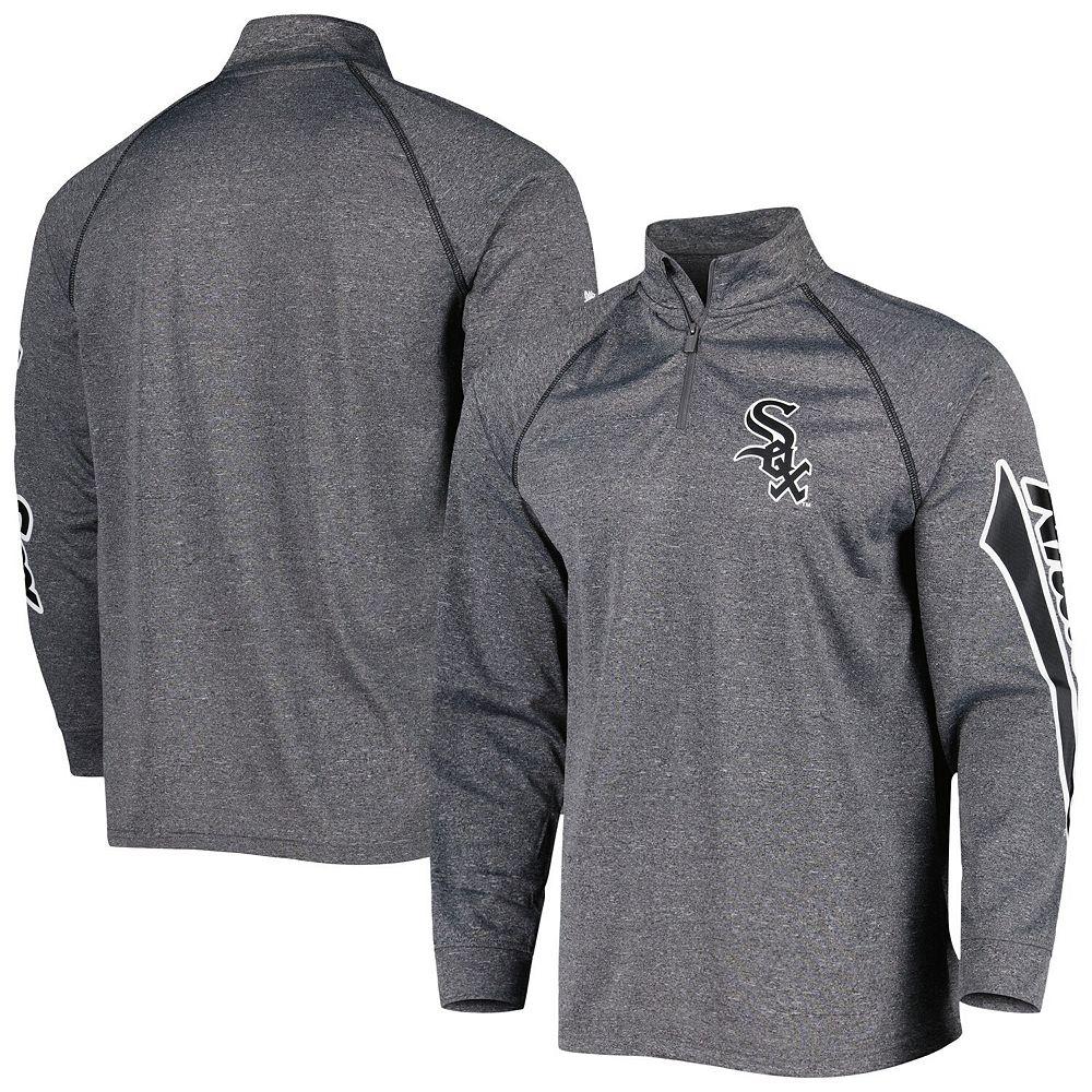 Men's Stitches Heather Gray Chicago White Sox Wordmark Raglan Quarter-Zip Top,  Product Image