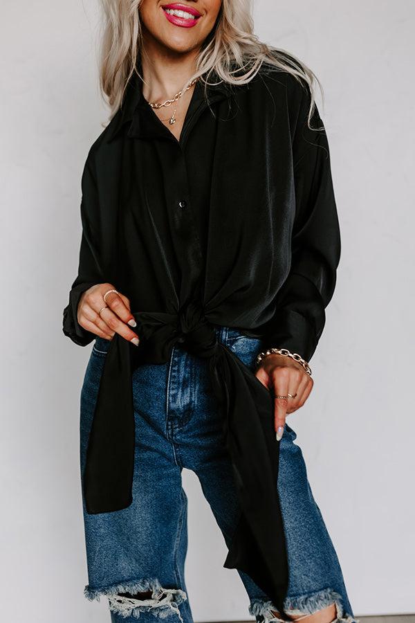 Try Your Luck Front Tie Top in Black Product Image
