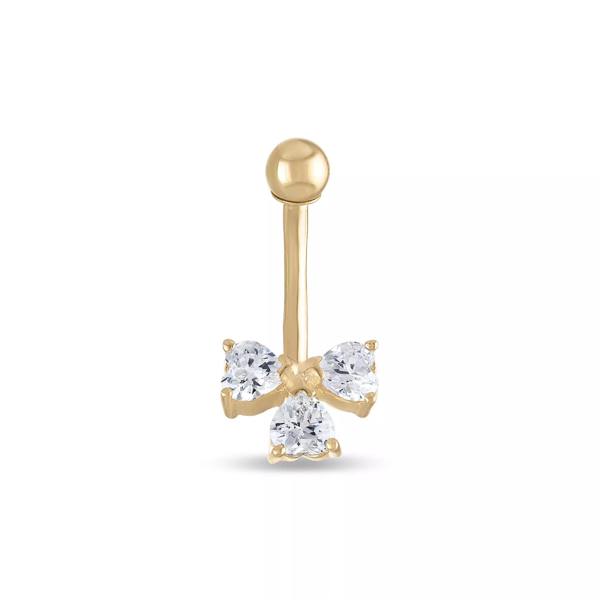 Amella Jewels 14k Gold Cubic Zirconia Belly Ring, Women's, Yellow Product Image