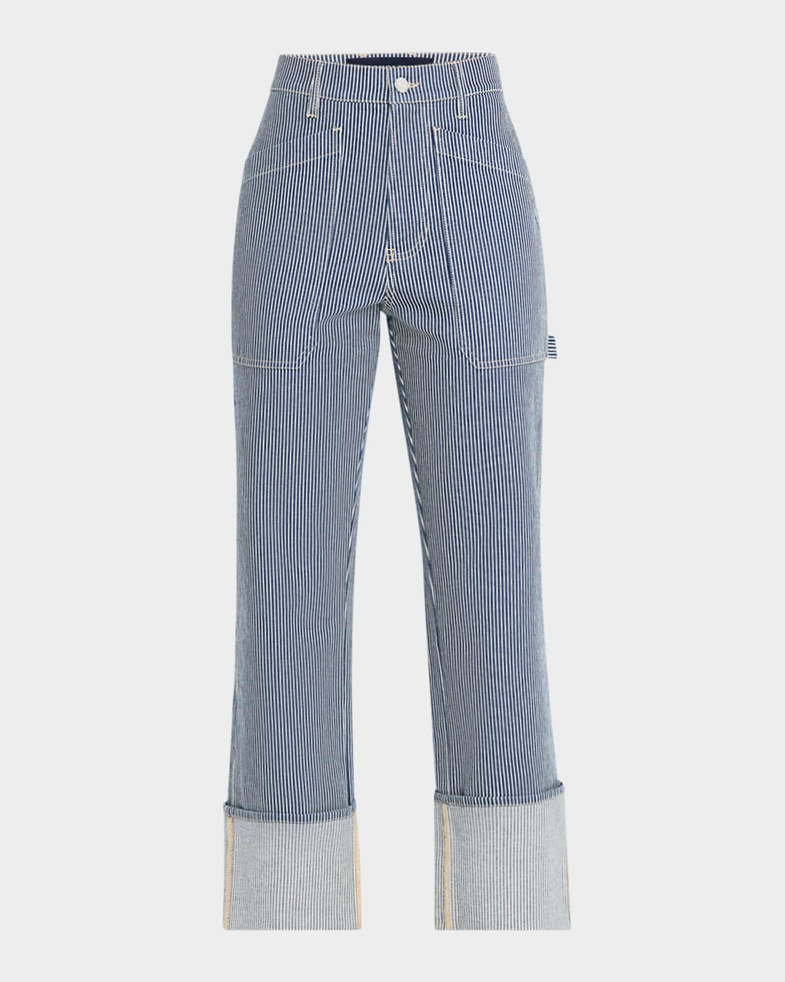 Dylan High-Rise Straight Cuffed Jeans Product Image