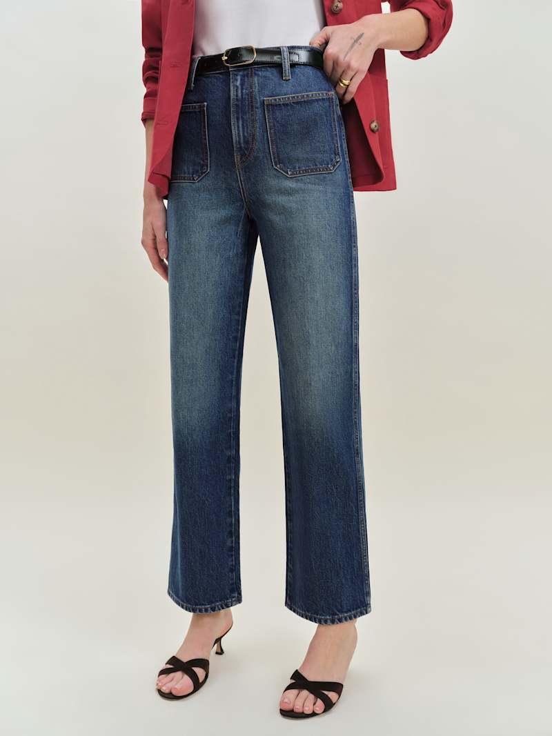 Alyssa Stretch High Rise Wide Leg Cropped Jeans Product Image