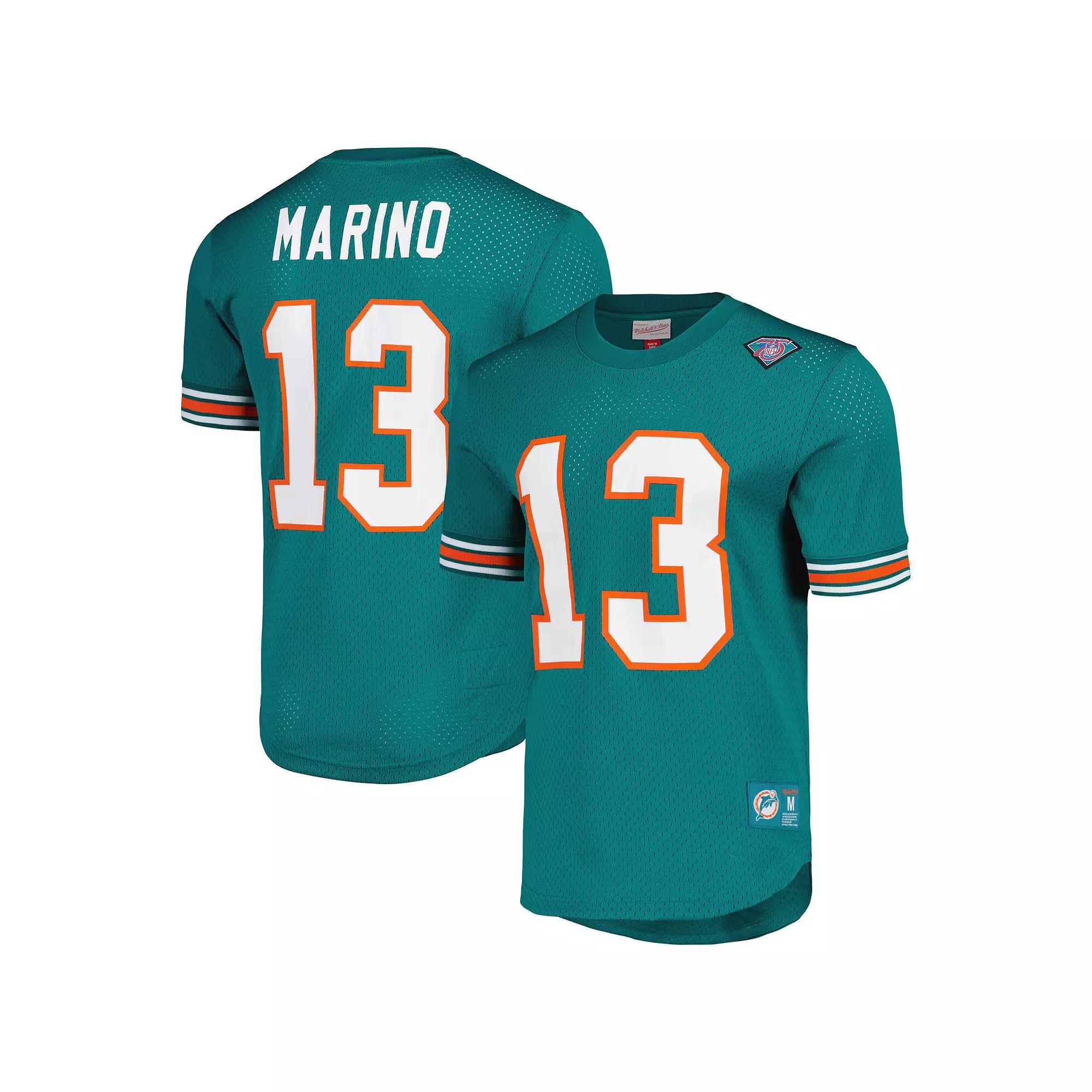 Men's Mitchell & Ness Dan Marino Aqua Miami Dolphins Retired Player Name & Number Mesh Top,  Product Image