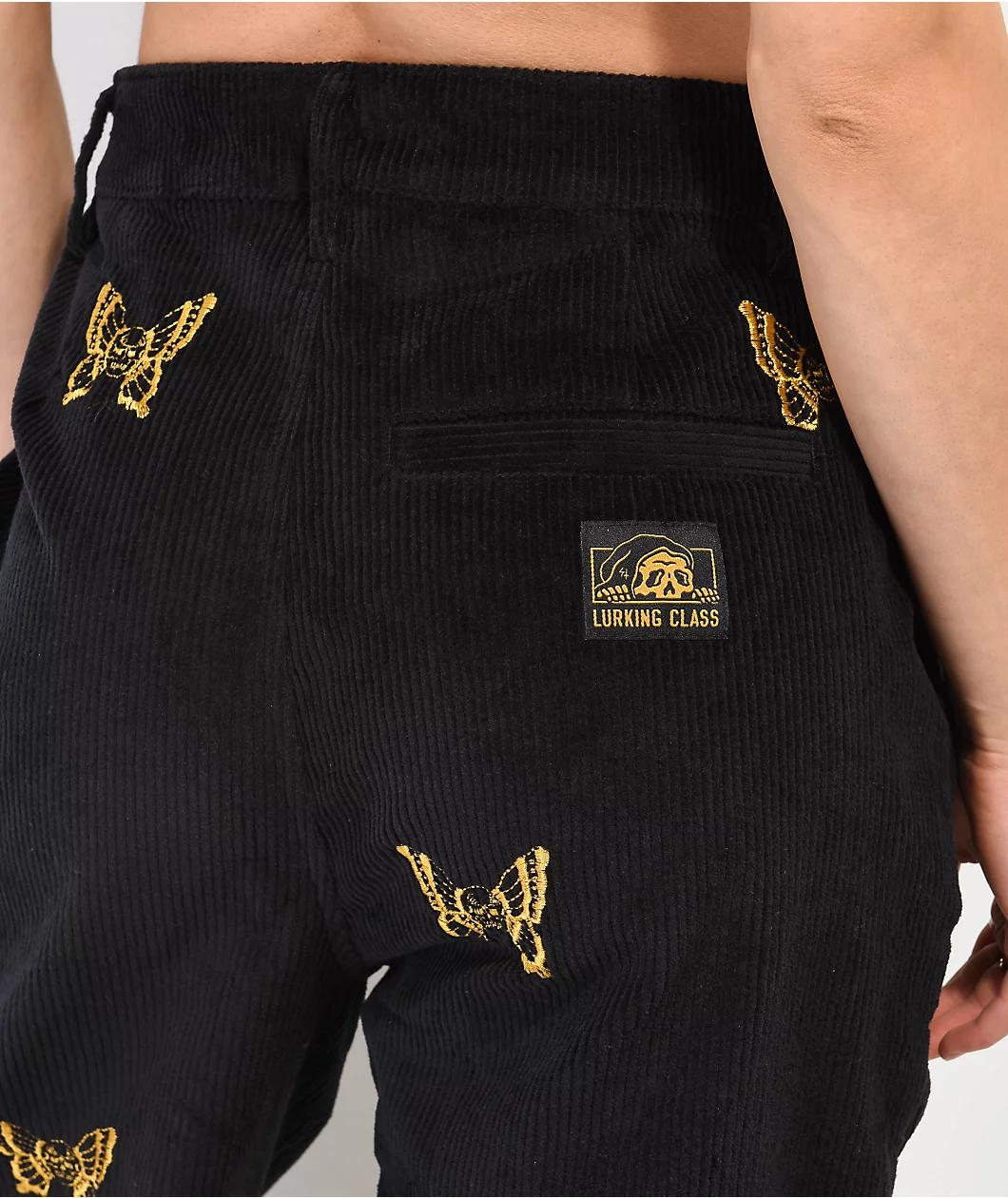 Lurking Class by Sketchy Tank Mariposa Black & Yellow Corduroy Pants Product Image