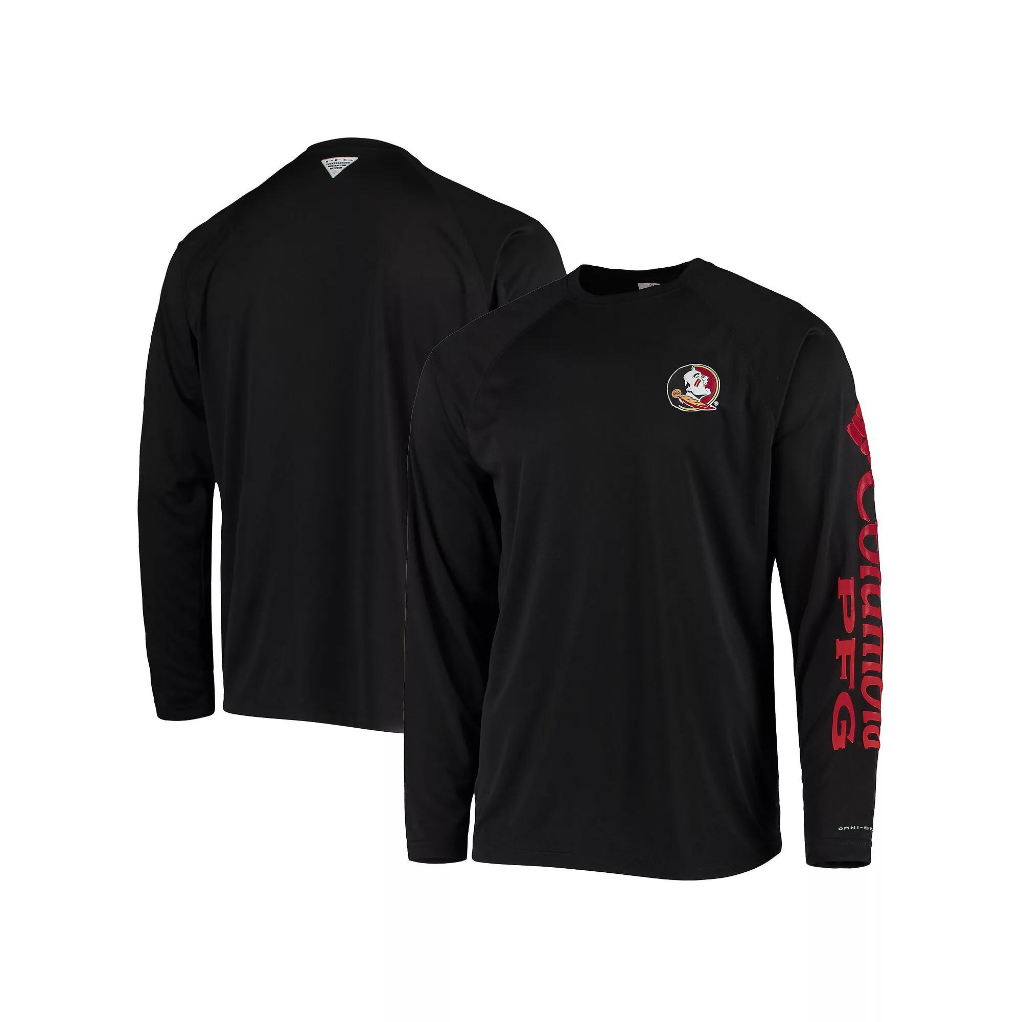 Men's Columbia Black Florida State Seminoles Terminal Tackle Omni-Shade Raglan Long Sleeve T-Shirt, Size: Large Product Image