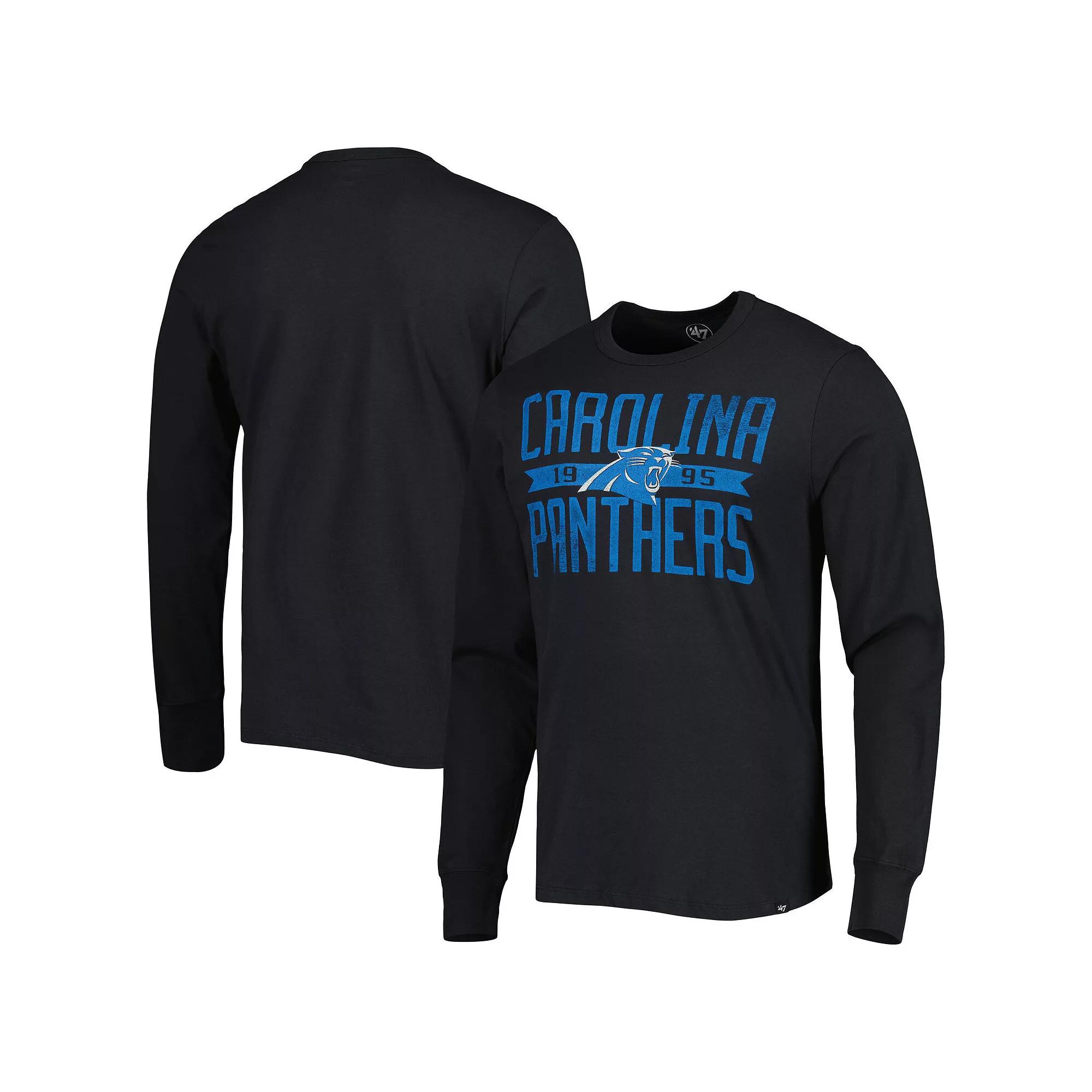 Men's '47 Black Carolina Panthers Brand Wide Out Franklin Long Sleeve T-Shirt, Size: XL Product Image