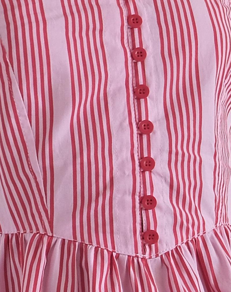 Kesyani Mini Dress in Vertical Pink Stripe Female Product Image