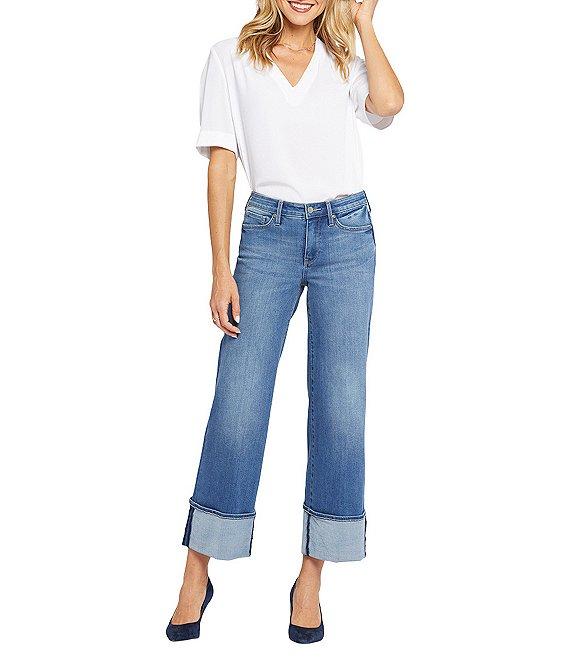 NYDJ Teresa Stretch Denim Wide Leg Cuffed Ankle Jeans Product Image
