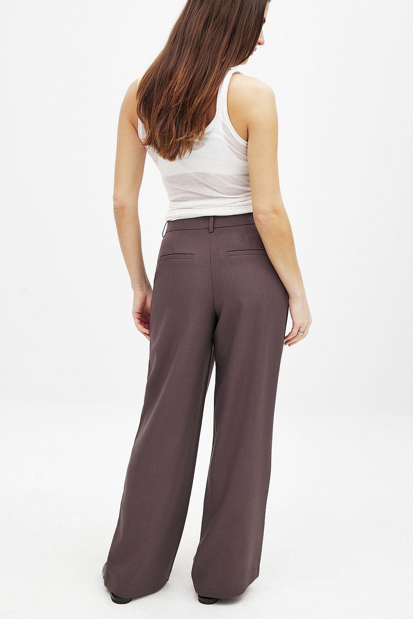 Wide Mid Waist Suit Pants Product Image