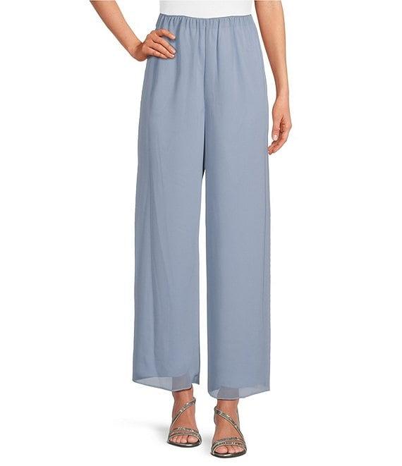 Alex Evenings Petite Size Wide Leg Elastic Waist Chiffon Pull-On Pants Product Image