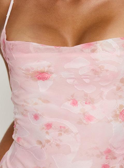 Celena Maxi Dress Pink Floral Burnout Product Image