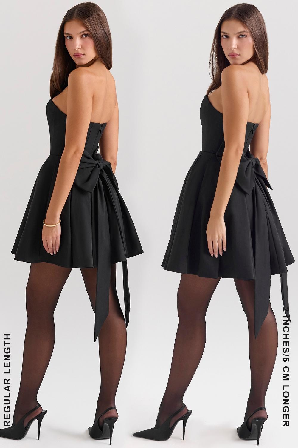 Emmanuela  black strapless detachable bow mini dress Product Image