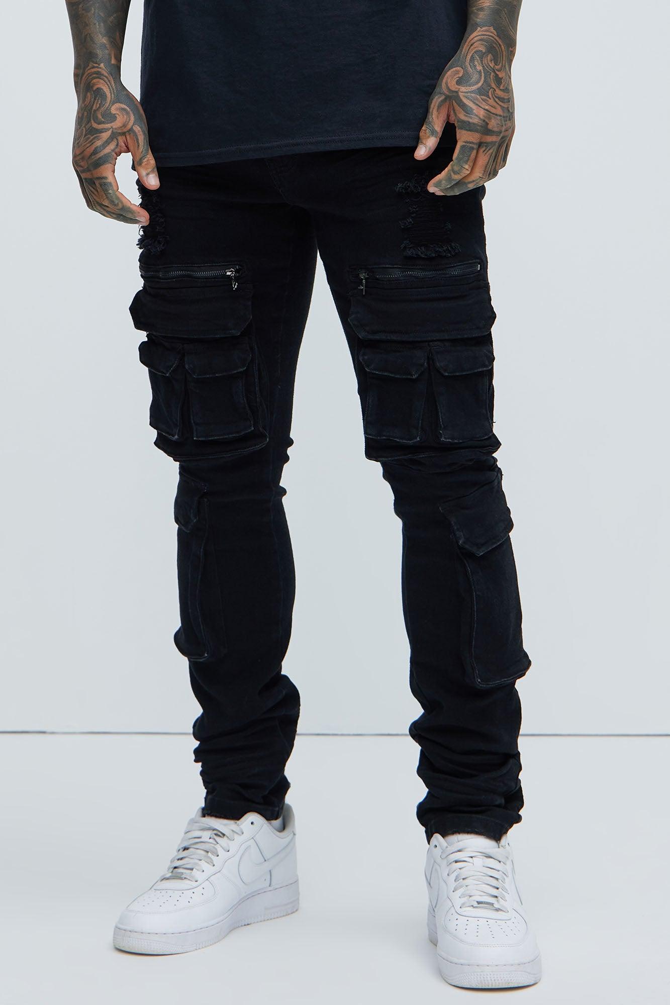 Holy Ghost Stacked Skinny Cargo Jeans - Black Product Image