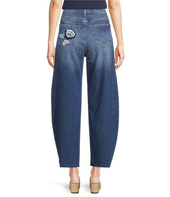 Driftwood Parker Stretch Denim Floral Foliage Embroidered Wide Leg Jeans Product Image