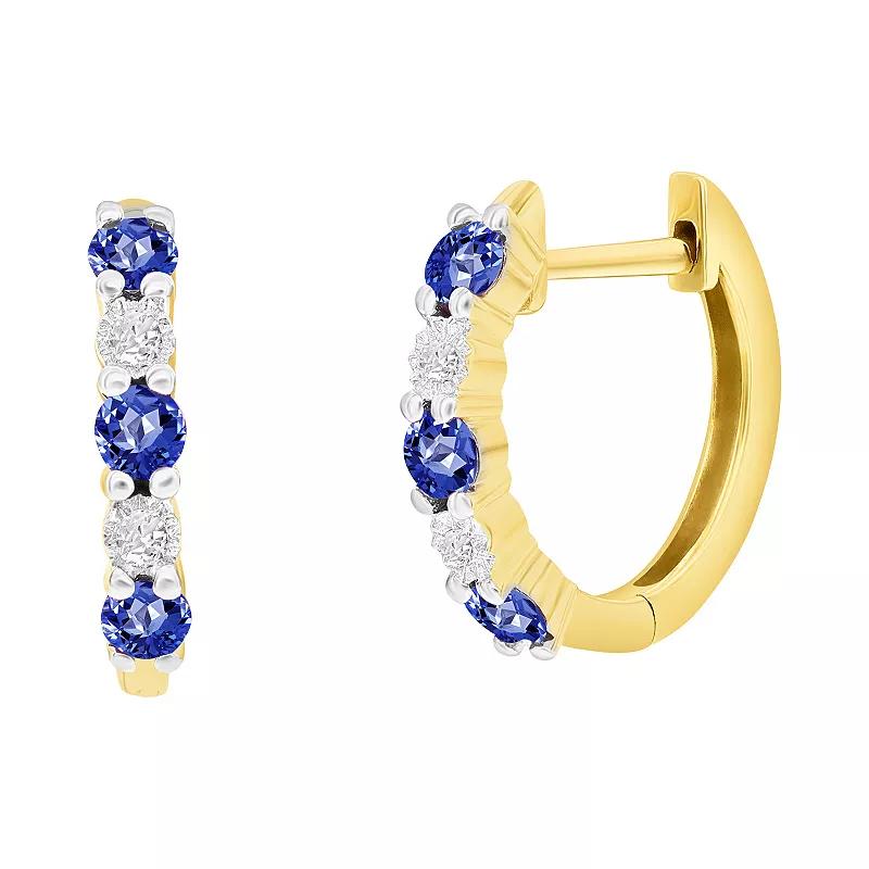 Divine Gold 14k Gold Gemstone & Diamond Accent Earrings, Women's, Blue Product Image