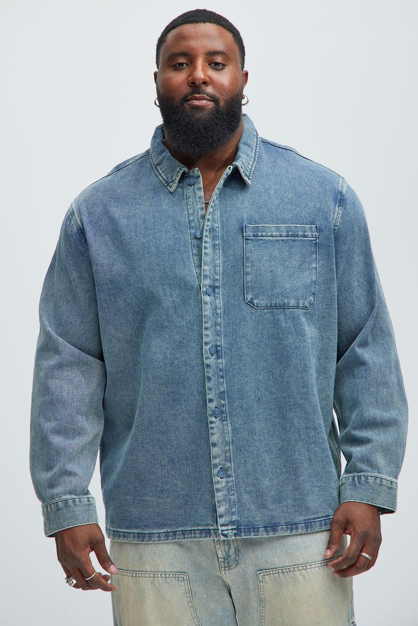 Hatton Denim Button Up Shirt - Medium Blue Wash Product Image