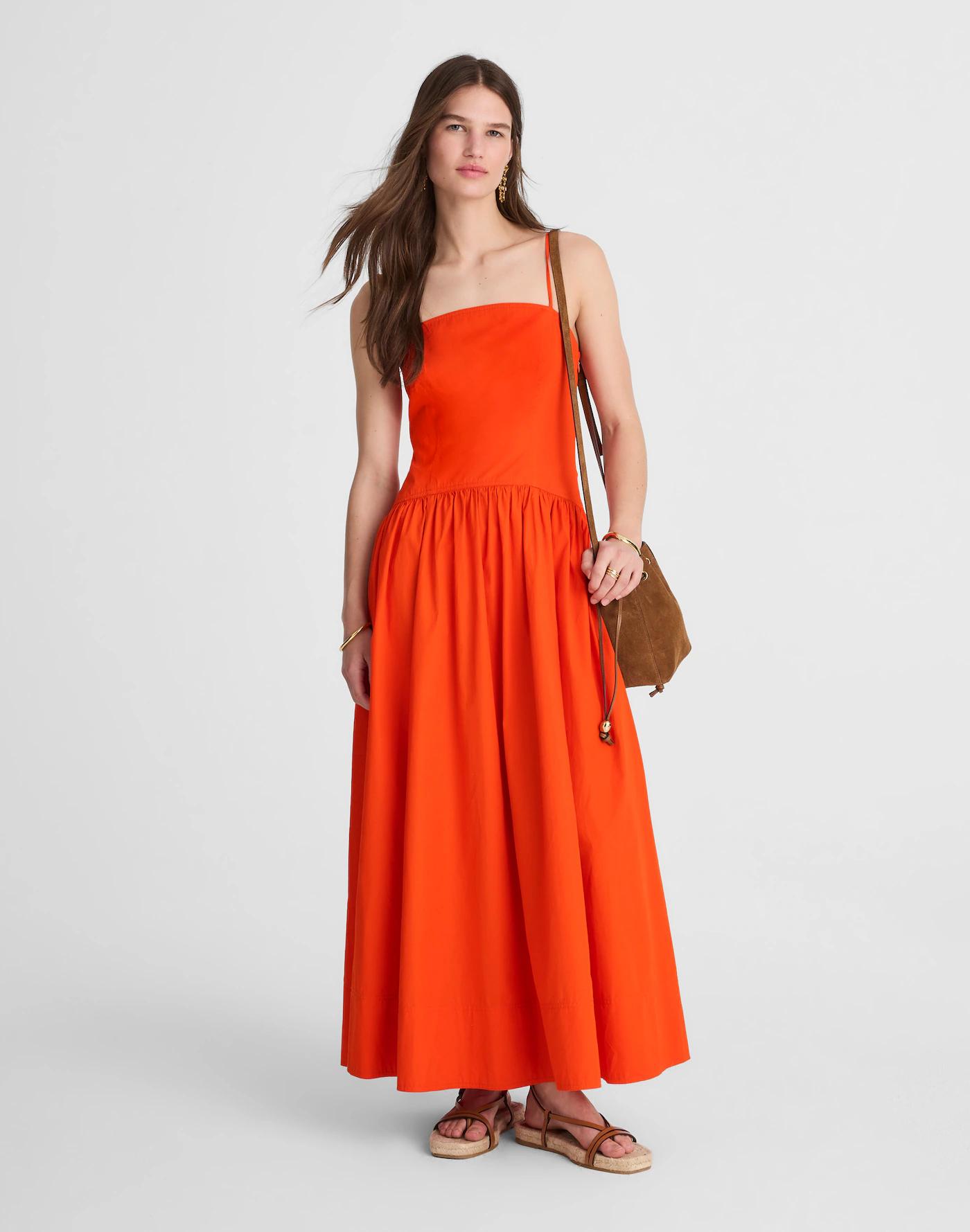 Petite Poplin Seamed Midi Dress Product Image