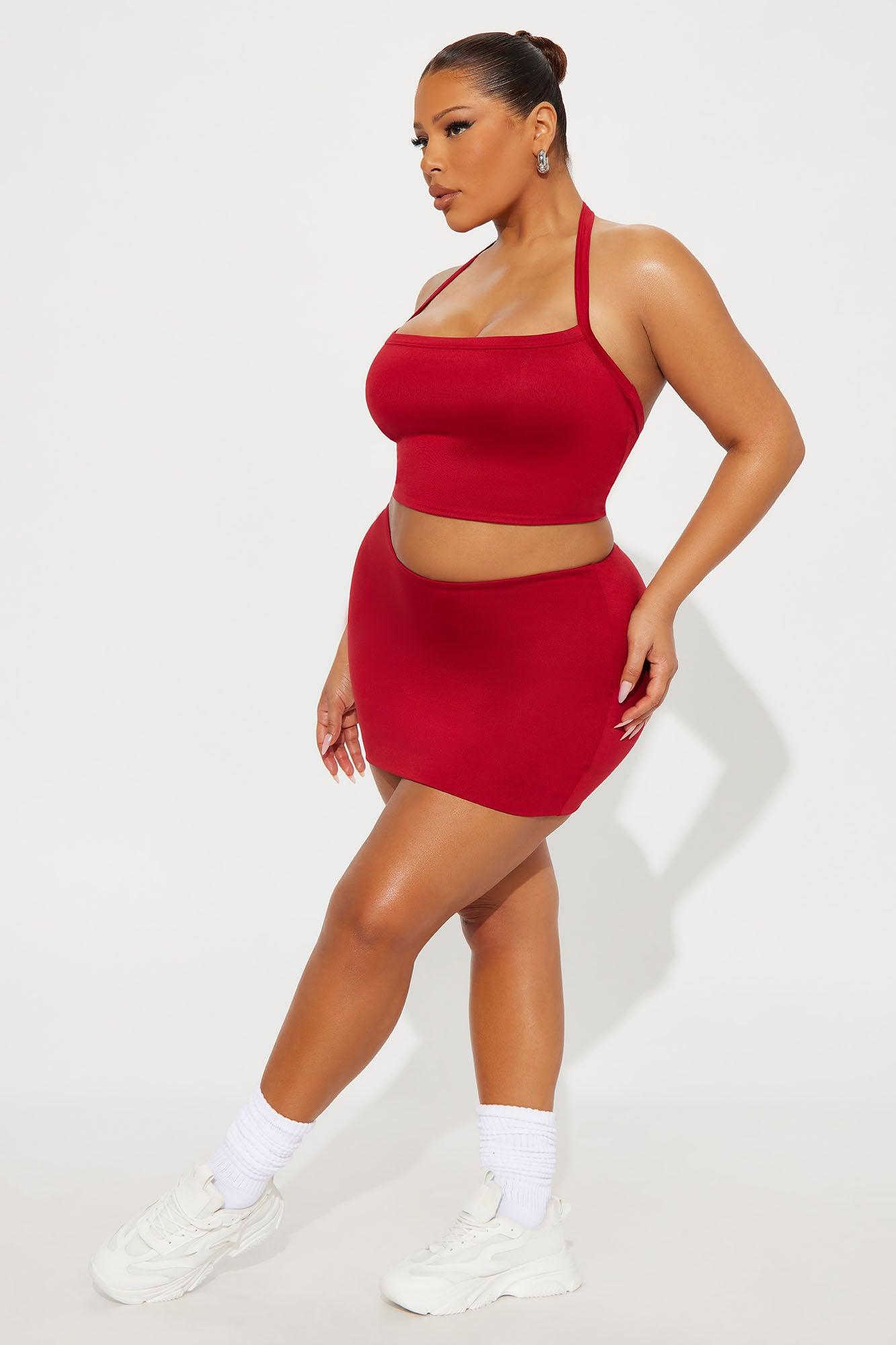 Contour Double Lined Mini Skirt - Red Female Product Image