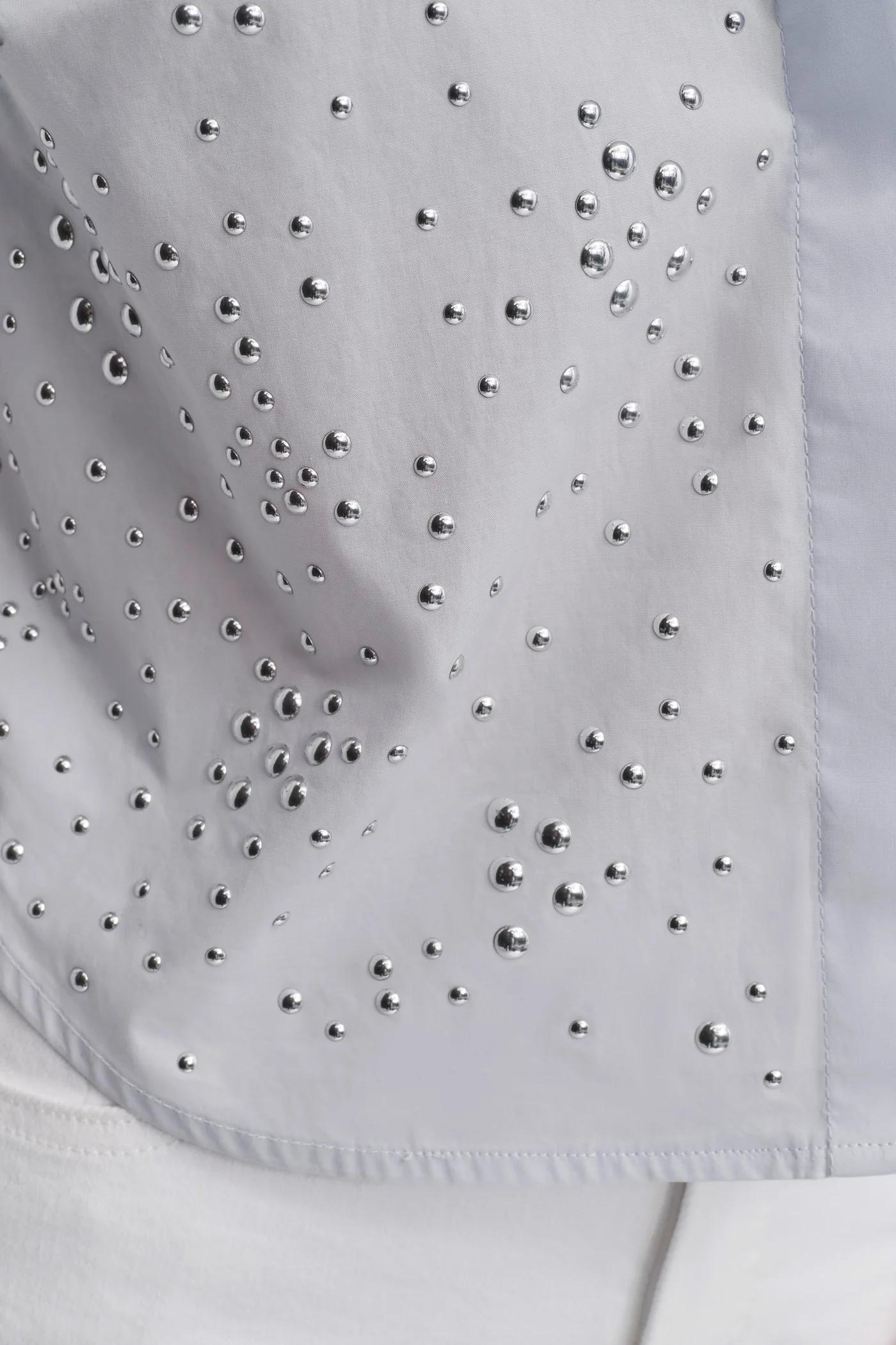 LONG SLEEVE POPLIN TOP WITH DOME STUDS Product Image