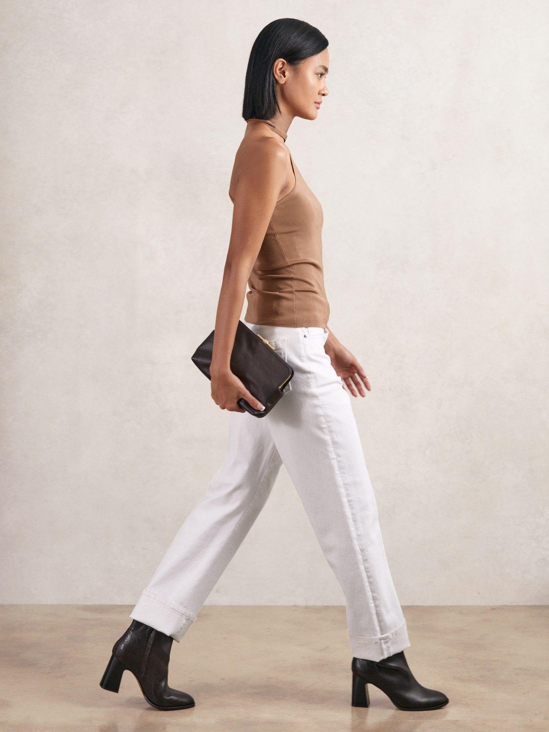 Leather Block-Heel Ankle Boots in Snake Product Image