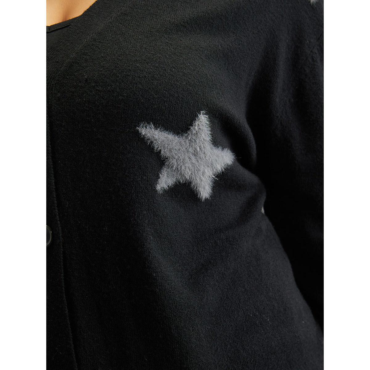 Plus Size Supersoft Essentials Star Button Through Cardigan Black Women Casual Loose Long Sleeve Dailywear Cardigans BloomChic 26/4X Product Image