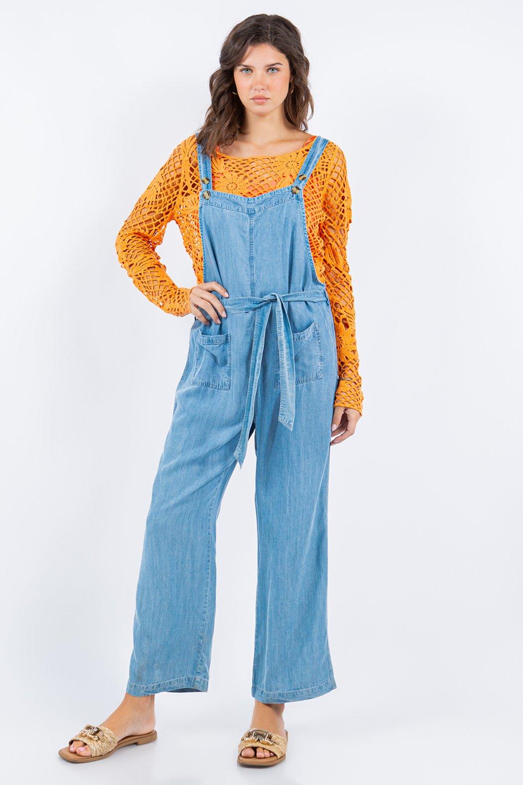 Denim Blue Tencel Overalls Product Image