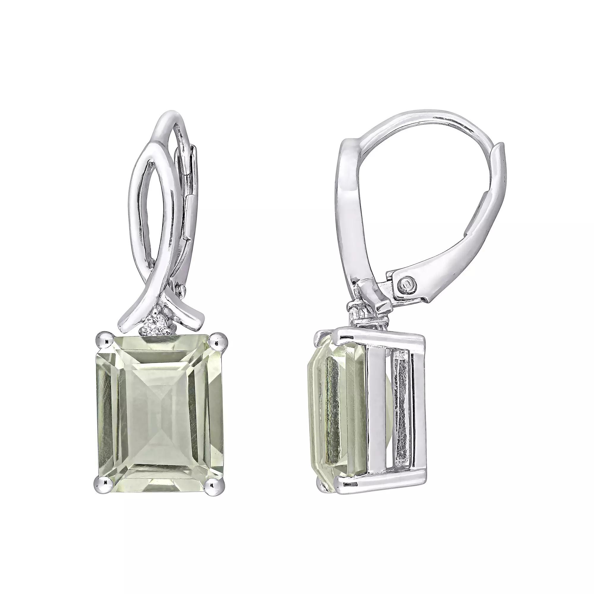 Stella Grace Sterling Silver 4/5 Carat T.W. Lab-Created Moissanite Octagon Halo Leverback Earrings, Women's Product Image