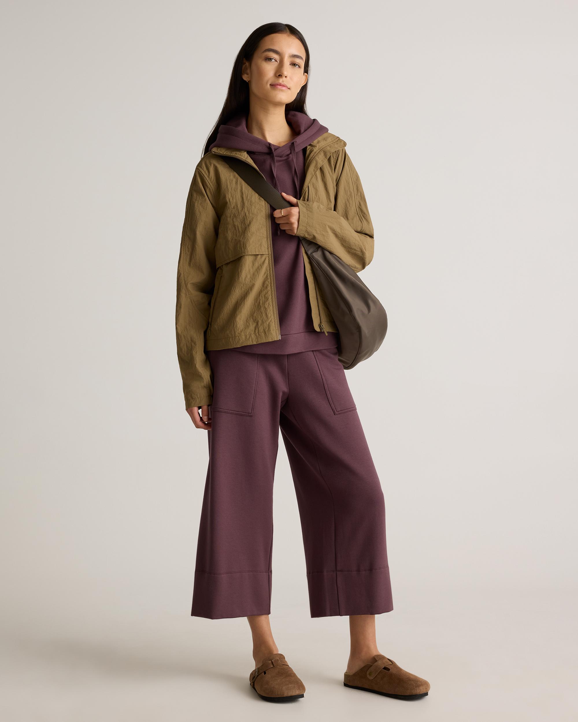 Quince | Women's SuperSoft Fleece Cropped Wide Leg Pants Lenzing Modal Product Image