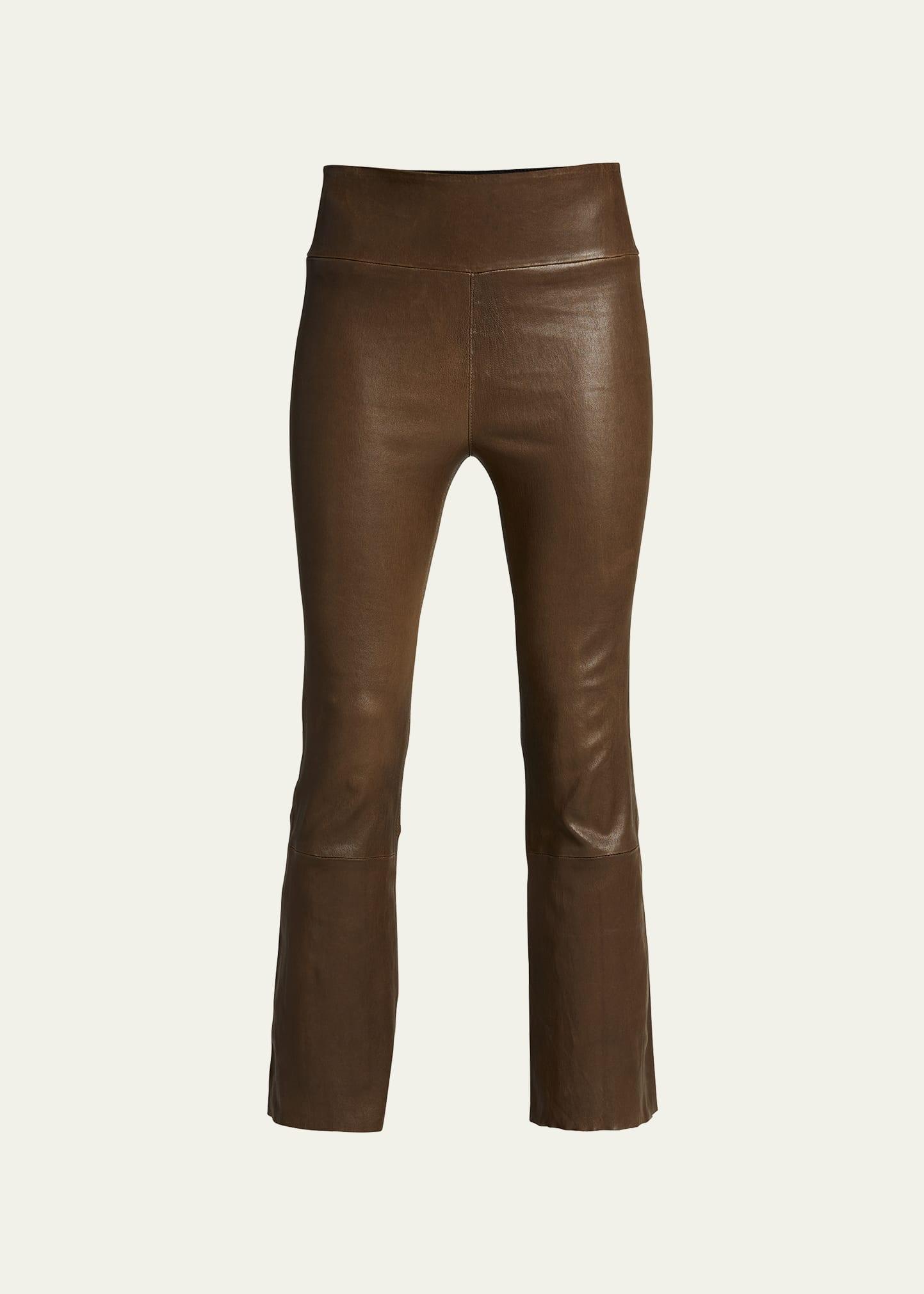 Womens Leather Crop Flare Leggings Product Image