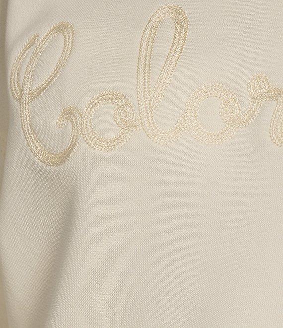 Le' AL.X 'Colorado' Script Embroidered Organic Cotton Crew Neck Dropped Long Sleeve Mid Length Coordinating Sweatshirt Product Image