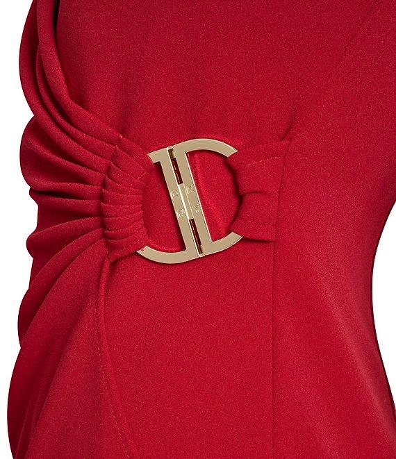 DKNY By Donna Karan Scuba Crepe V-Neck Long Sleeve Faux Wrap Dress Product Image