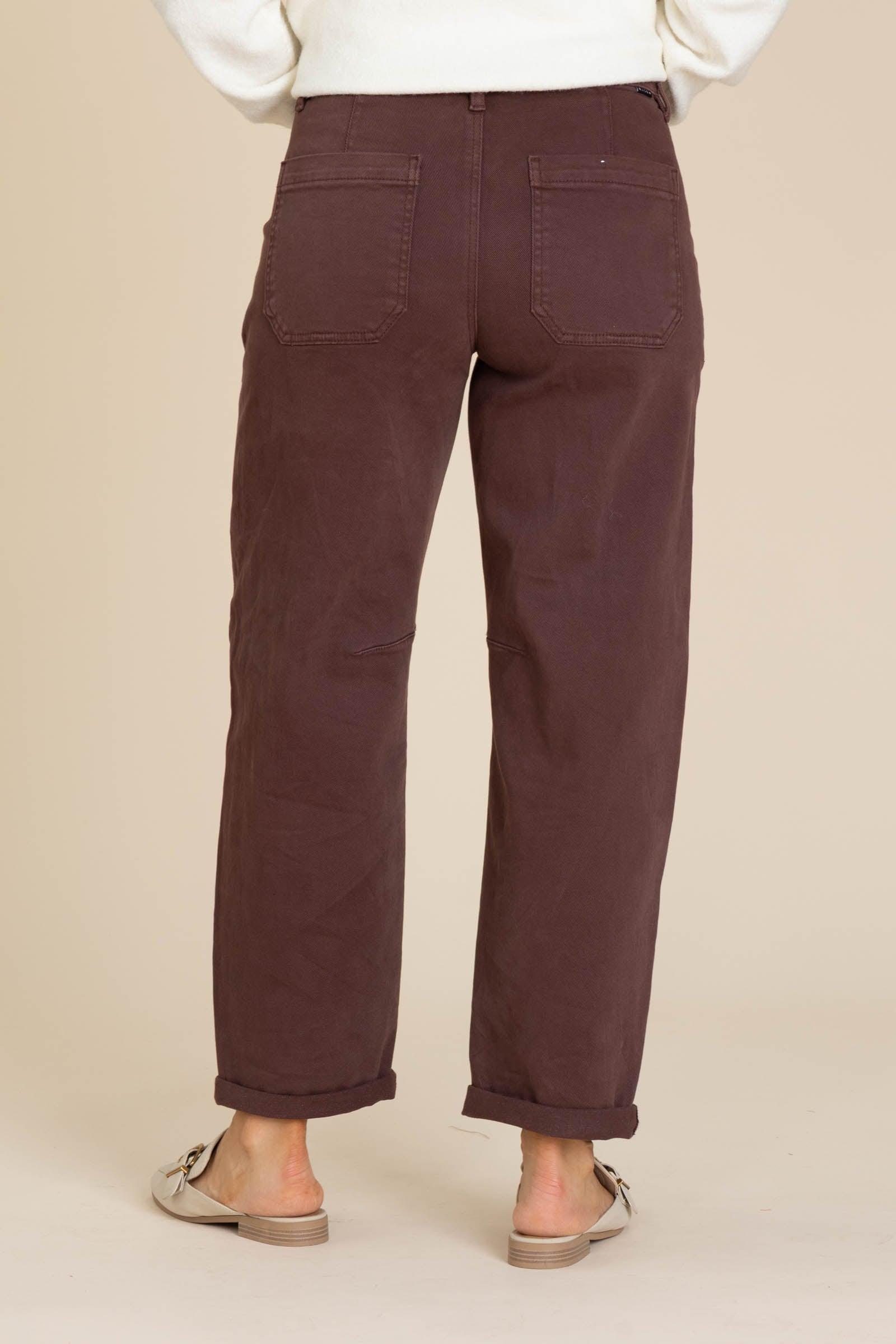 Risen Chocolate Ankle Cuffed Barrel Pants Product Image