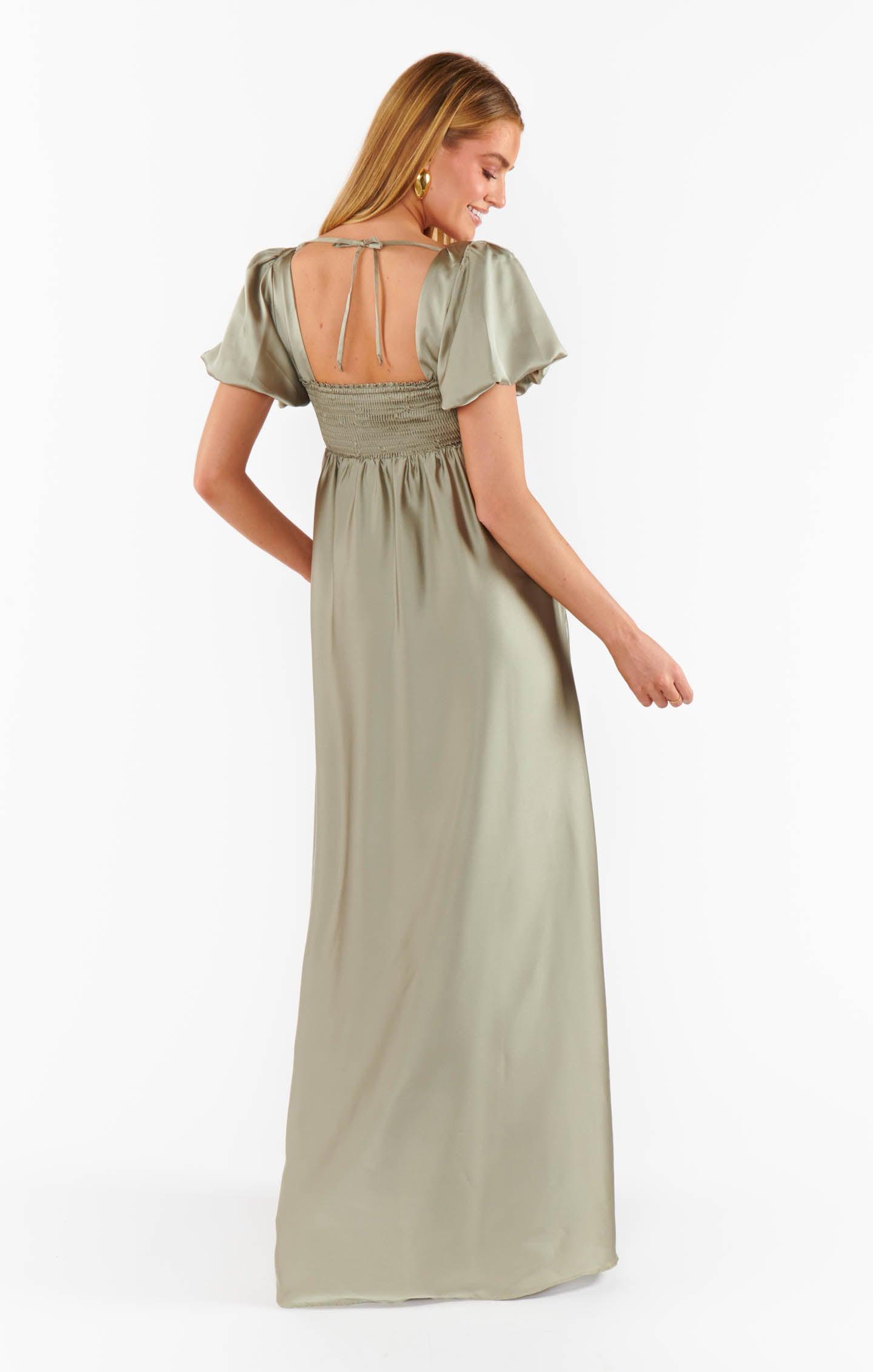 Nora Maxi Dress ~ Moss Green Luxe Satin Product Image