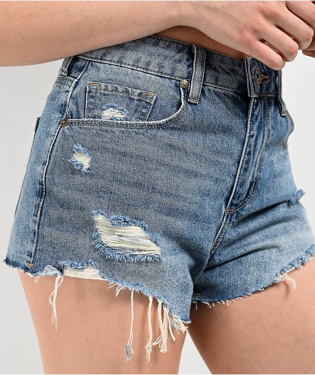 Empyre Weekend Festival Light Wash Denim Cutoff Shorts Product Image