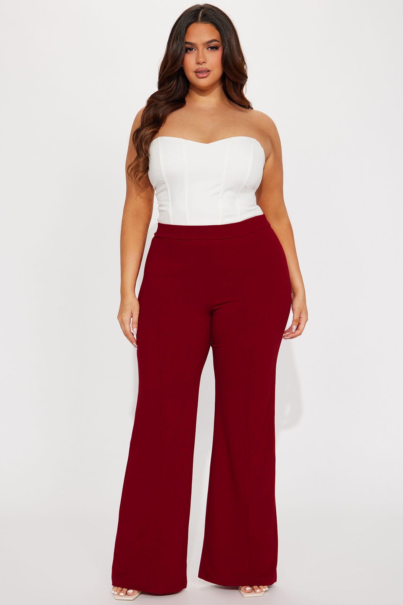 Victoria High Waisted Dress Pants - Red Product Image