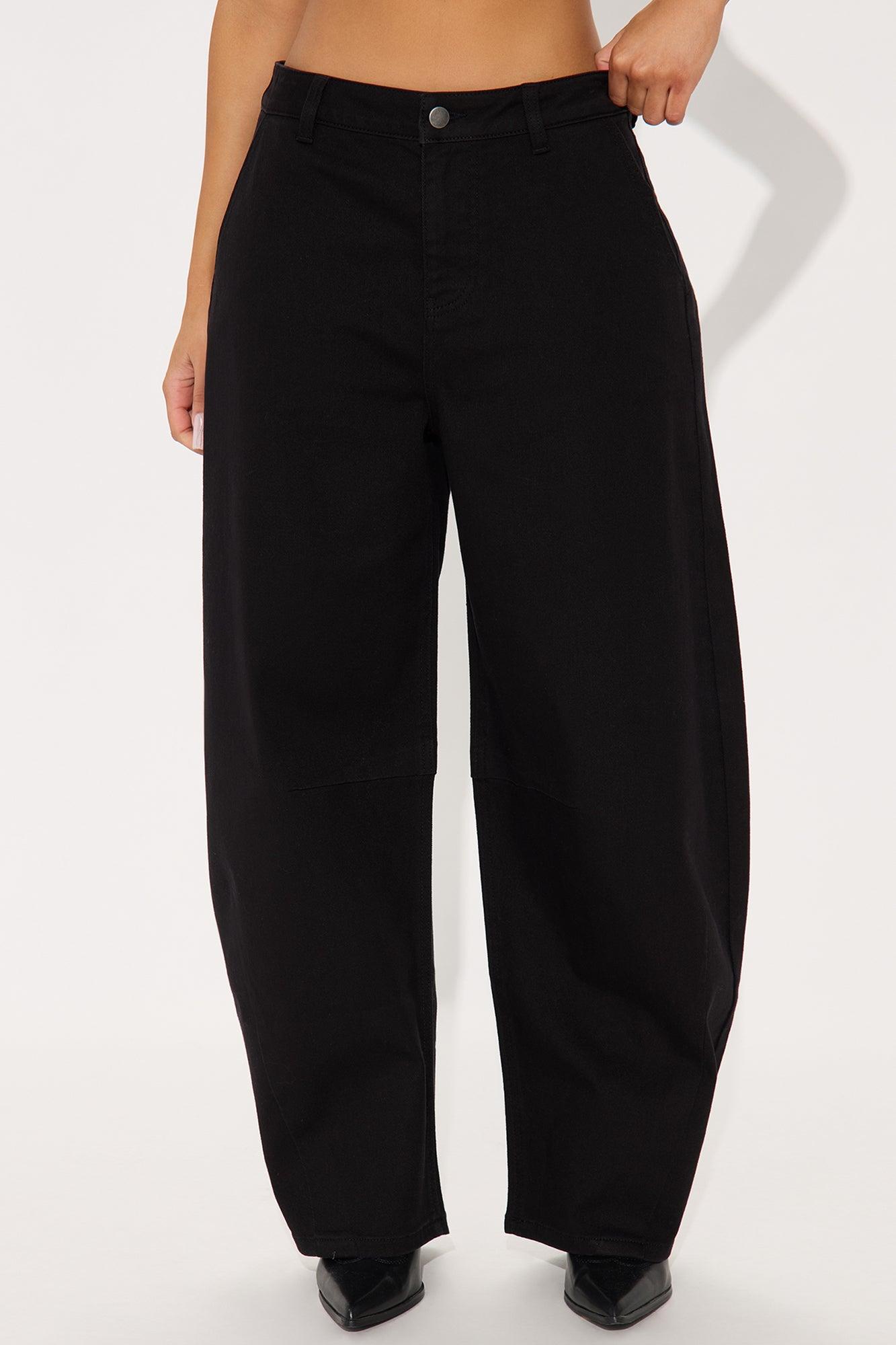 Myka Wide Leg Twill Barrel Pant - Black Female Product Image
