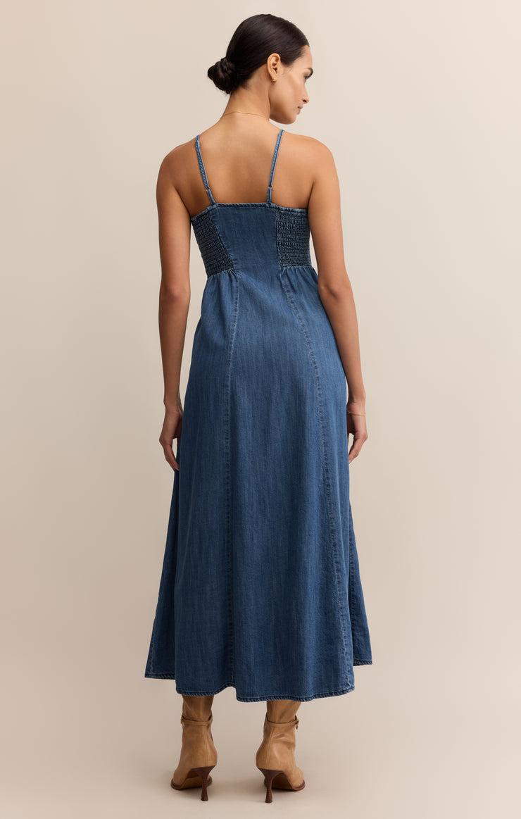 ANGEL EYES DENIM MIDI DRESS Product Image