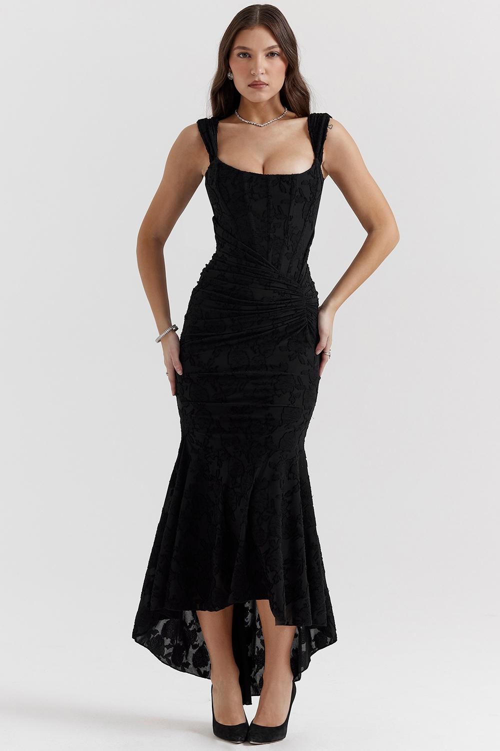Cesca  black floral maxi dress Product Image
