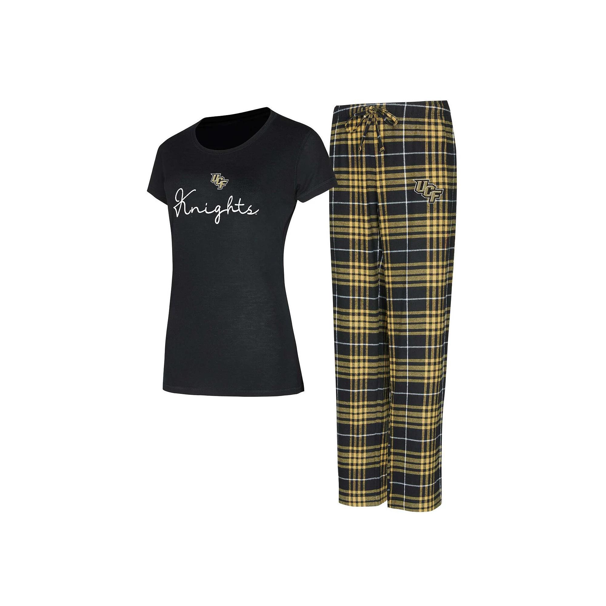 Women's Concepts Sport New Orleans Saints Vector T-Shirt & Flannel Pants Sleep Set, Size: Medium, Black Product Image
