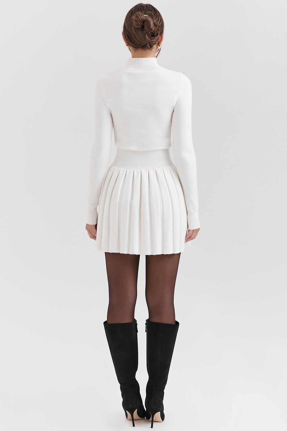 Willow  white cashmere blend pleated skated mini dress Product Image