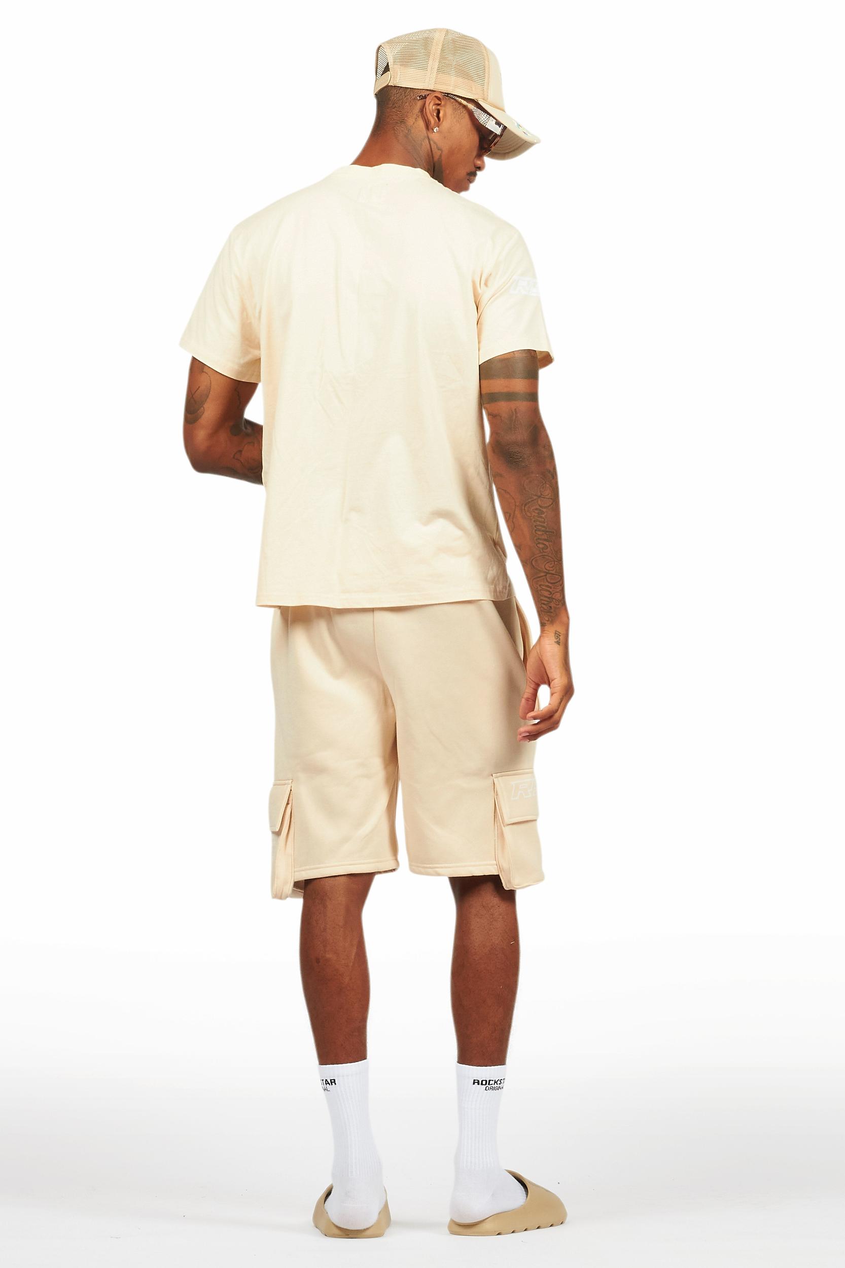 Jash Beige/White Short Set Male Product Image
