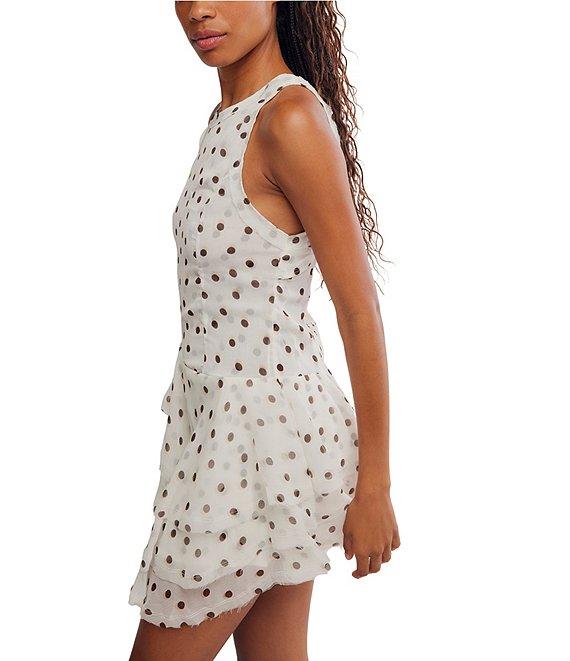 Free People Raven Dot Printed Scoop Neck Sleeveless Mini Dress Product Image