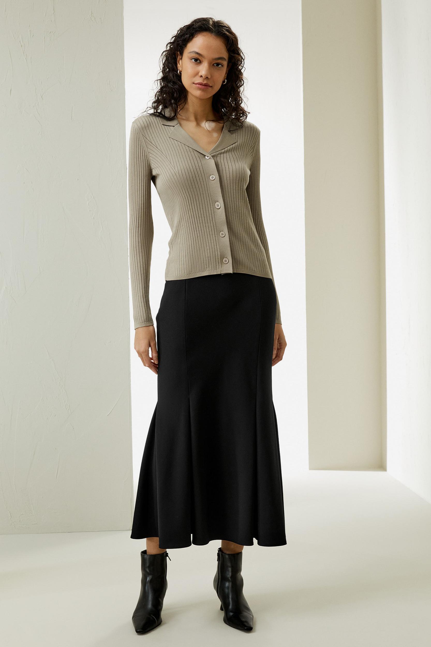 Lapel Collar Spun Silk Cardigan Product Image