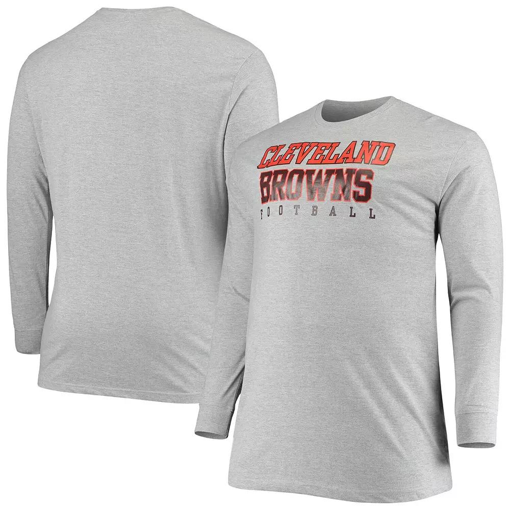 Men's Fanatics Branded Heathered Gray Cleveland Browns Big & Tall Practice Long Sleeve T-Shirt,  Product Image