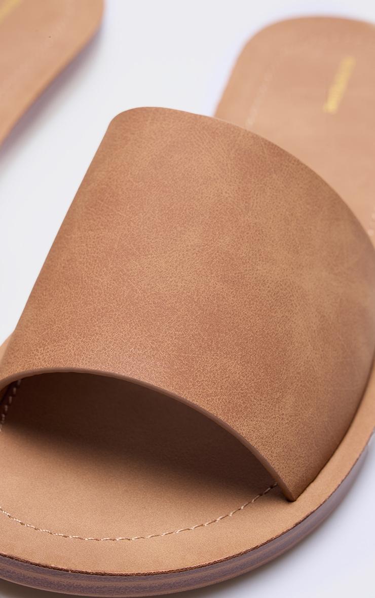 Tan Pu Round Toe Basic Mule Flat Sandal Product Image