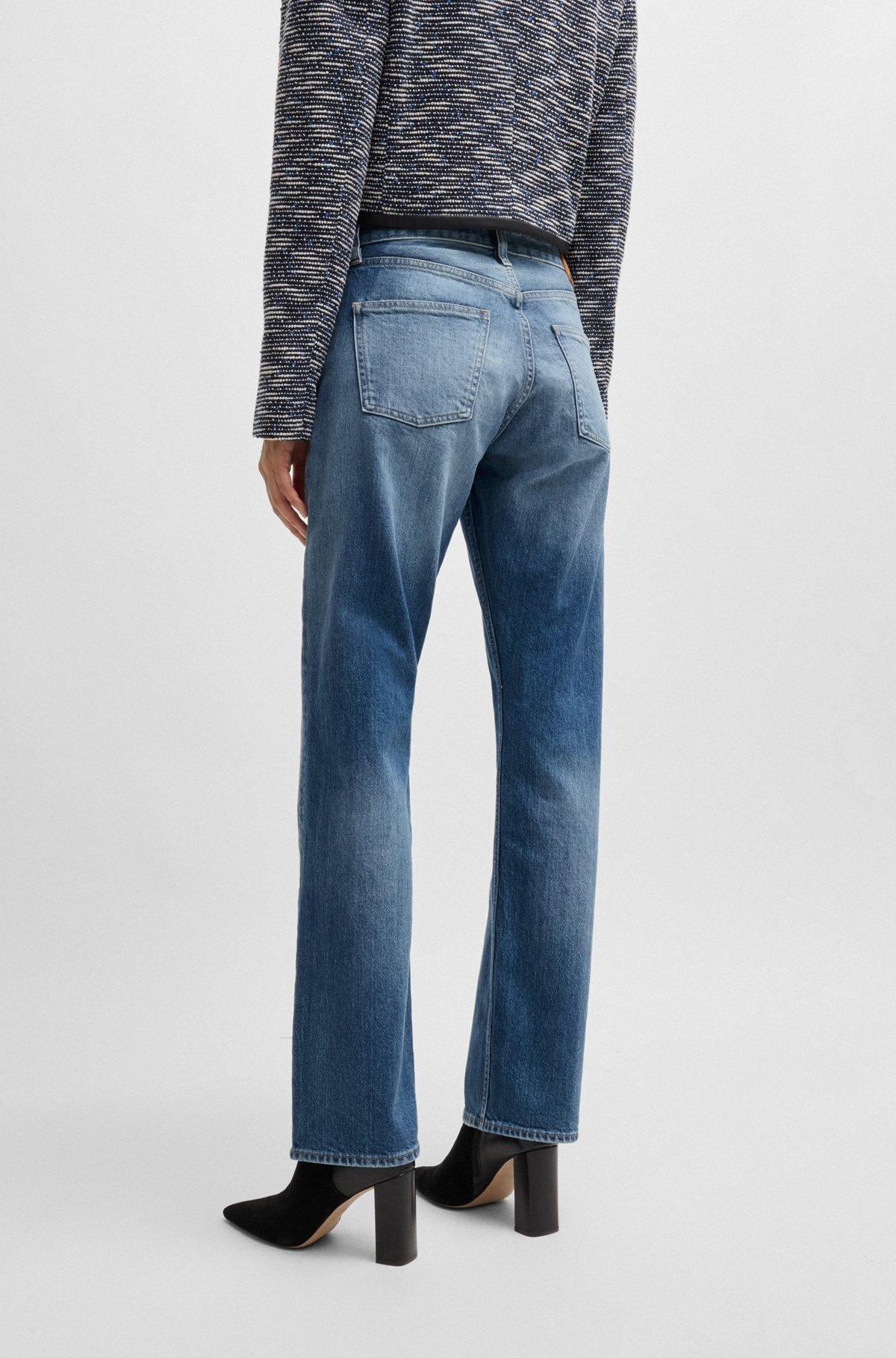 BOSS - Straight-fit jeans in faded-blue comfort-stretch denim - Light Blue Product Image