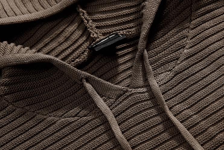 RT No. 10345 STRIPED KNITTED PULLOVER HOODIE Product Image