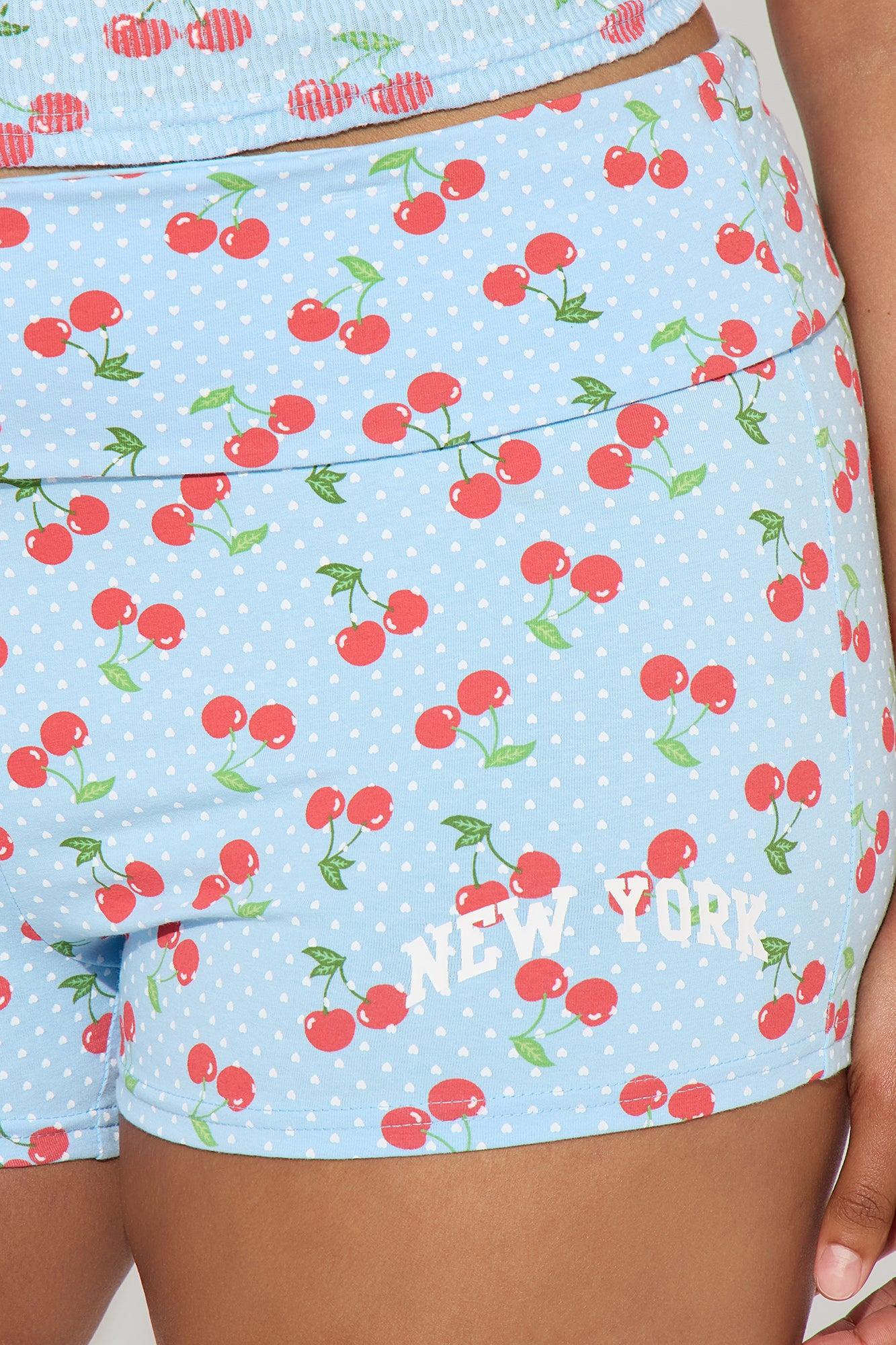 NY Cherry On Top Mini Shorts - Blue/combo Product Image