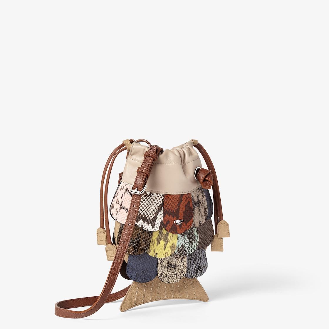 Fish BagNappa leather and multicolor elaphe patchwork bag Product Image