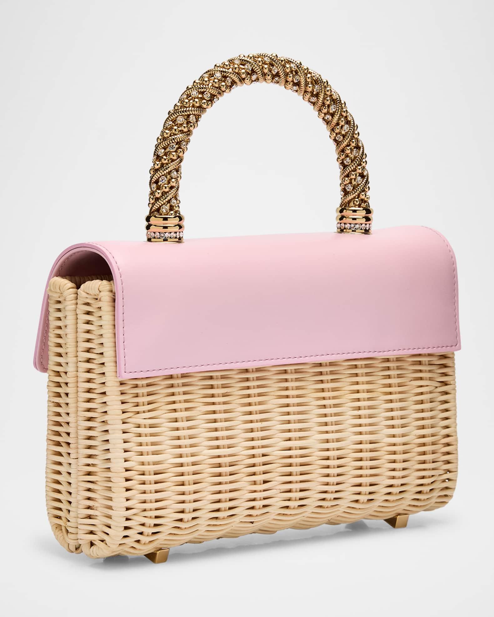 Flower Strass Bamboo Wicker Shoulder Bag Product Image